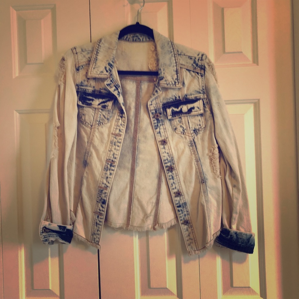 Distressed jean jacket